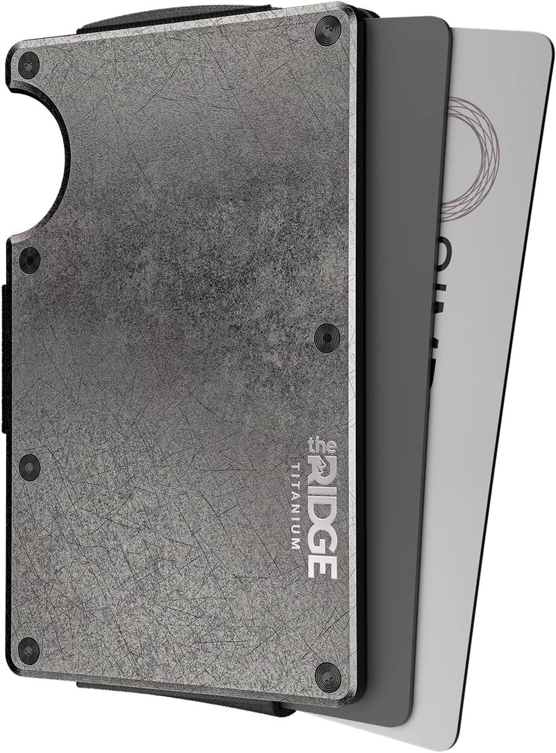 The Ridge Ridge Wallet for Men - Slim Minimalist Compact Wallet and Card Holder, RFID Protected Front Pocket Wallets for Men with Integrated Cash Strap (Stonewashed Titanium) - Image 5